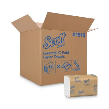 Essential C-Fold Towels, Absorbency Pockets,10 1/8x13 3/20,White,200/PK,12 PK/CT