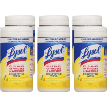 Disinfecting Wipes, 1-Ply, 7 x 7.25, Lemon and Lime Blossom, White, 80 Wipes/Can, 6 Can/Carton