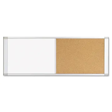 Combo Cubicle Workstation Dry Erase/Cork Board, 48x18, Silver Frame