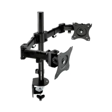 Dual Monitor Mount, For 27" Monitors, 360 Degree Rotation, +/-45 Degree Tilt, 90 Degree Pan, Black