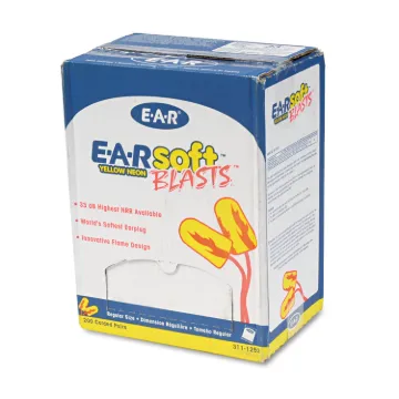 EARsoft Blasts Earplugs, Corded, Foam, Yellow Neon, 200 Pairs