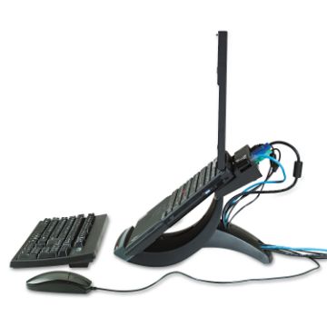 Vertical Notebook Computer Riser with Cable Management, 9" x 12" x 6.5" to 9.5", Black/Charcoal Gray
