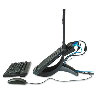 Vertical Notebook Computer Riser with Cable Management, 9" x 12" x 6.5" to 9.5", Black/Charcoal Gray