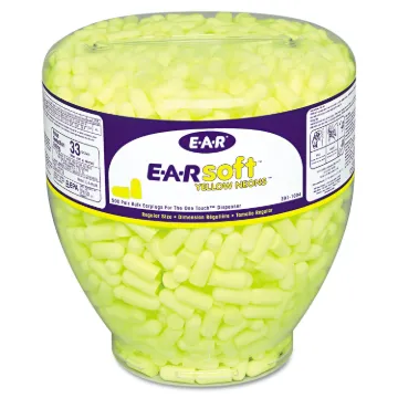EARsoft Neon Tapered Earplug Refill, Cordless, Yellow, 500/Box