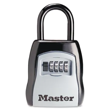 Locking Combination 5 Key Steel Box, 3 1/4w x 1 5/8d x 4h, Black/Silver