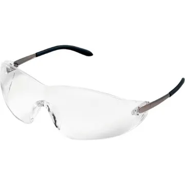 Blackjack Wraparound Safety Glasses, Chrome Plastic Frame, Clear Lens