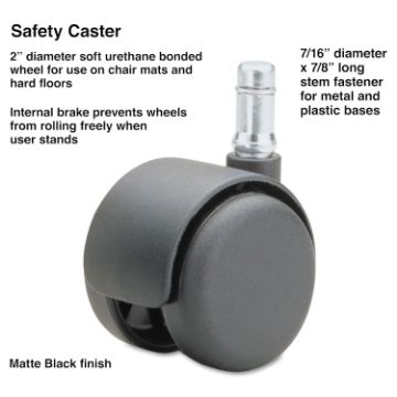 Safety Casters,Standard Neck, Polyurethane, B Stem, 110 lbs/Caster, 5/Set