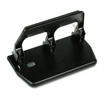 40-Sheet Heavy-Duty Three-Hole Punch, 9/32" Holes, Gel Pad Handle, Black