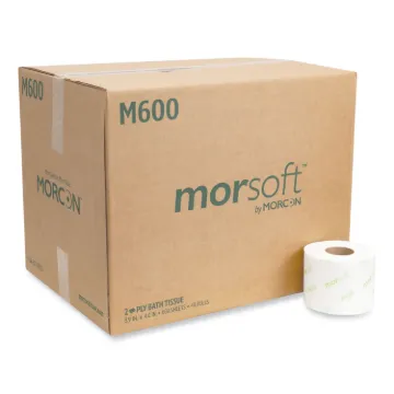 Morsoft Controlled Bath Tissue, Septic Safe, 2-Ply, White, 3.9" x 4", 600 Sheets/Roll, 48 Rolls/CT
