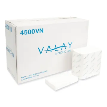 Valay Interfolded Napkins, 2-Ply, 6.5 x 8.25, White, 500/Pack, 12 Packs/Carton