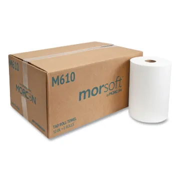 10 Inch TAD Roll Towels, 1-Ply, 7.25" x 500 ft, White, 6 Rolls/Carton