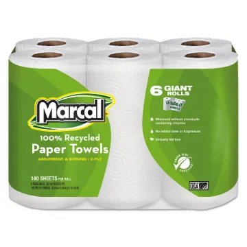 100% Recycled Roll Towels, 2-Ply, 5 1/2 x 11, 140/Roll, 6 Rolls/Pack