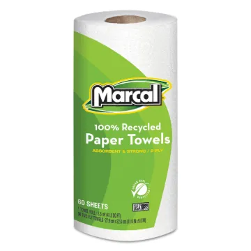 100% Recycled Roll Towels, 2-Ply, 9 x 11, 60 Sheets, 15 Rolls/Carton