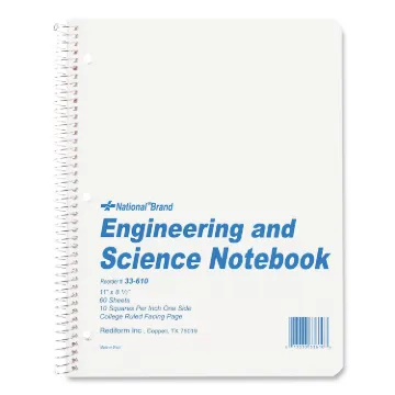 Engineering and Science Notebook, 10 sq/in Quadrille Rule, 11 x 8.5, White, 60 Sheets (MINIMUM ORDER