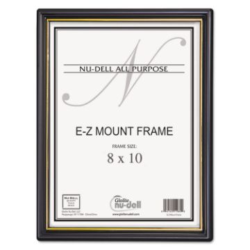 EZ Mount Document Frame with Trim Accent and Plastic Face, Plastic, 8 x 10, Black/Gold