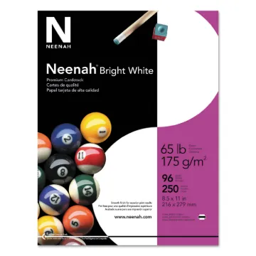 Bright White Card Stock, 96 Bright, 65lb, 8.5 x 11, 250/Pack