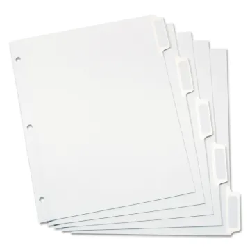 Custom Label Tab Dividers with Self-Adhesive Tab Labels, 5-Tab, 11 x 8.5, White, 5 Sets
