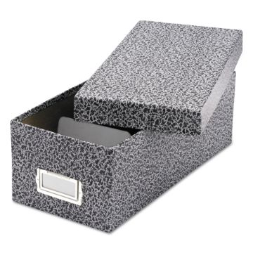 Reinforced Board Card File, Lift-Off Cover, Holds 1,200 3 x 5 Cards, Black/White