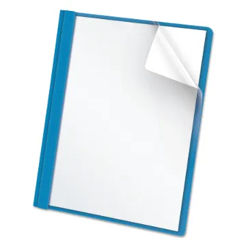 Clear Front Report Cover, 3 Fasteners, Letter, 1/2" Capacity, Blue, 25/Box