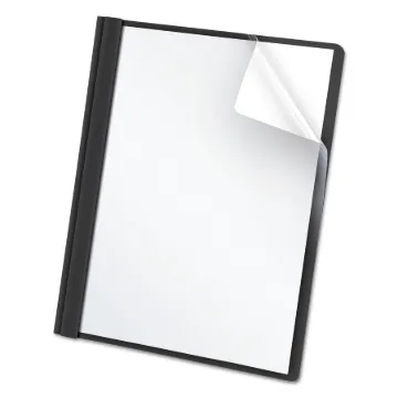 Clear Front Report Cover, 3 Fasteners, Letter, 1/2" Capacity, Black, 25/Box