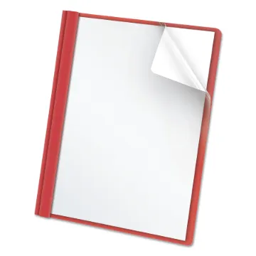 Clear Front Report Cover, 3 Fasteners, Letter, 1/2" Capacity, Red, 25/Box
