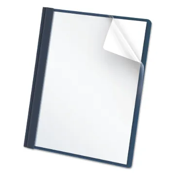 Clear Front Report Cover, 3 Fasteners, Letter, 1/2" Capacity, Dark Blue, 25/Box