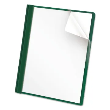 Clear Front Report Cover, 3 Fasteners, Letter, 1/2" Capacity, Green, 25/Box