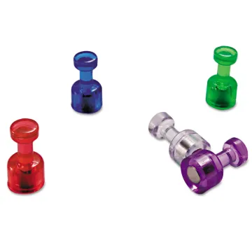 Push Pin Magnets, Assorted Translucent, 3/4" x 3/8", 10 per Pack