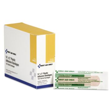 Plastic Adhesive Bandages, 3" x 0.75", 100/Box