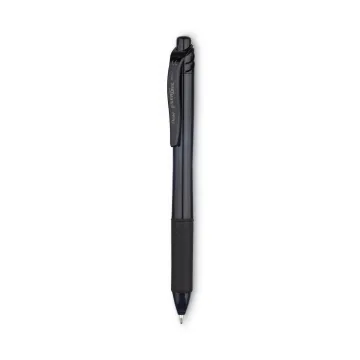 EnerGel-X Retractable Gel Pen, 1 mm Metal Tip, Black Ink, Smoke Barrel, Dozen