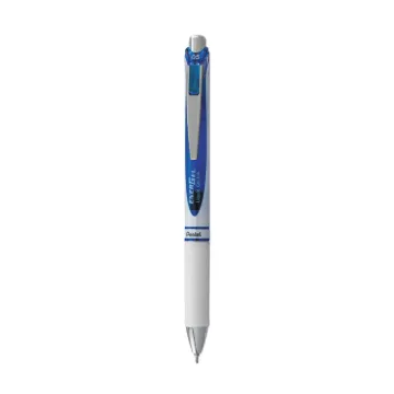 EnerGel RTX Gel Pen, Retractable, Fine 0.5 mm Needle Tip, Blue Ink, White/Blue Barrel