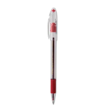 R.S.V.P. Stick Ballpoint Pen, Medium 1mm, Red Ink, Clear/Red Barrel, Dozen