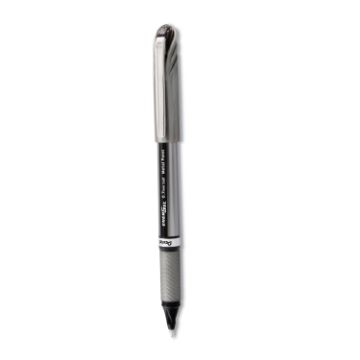 EnerGel NV Stick Gel Pen, 0.7 mm Metal Tip, Black Ink, Gray Barrel, Dozen