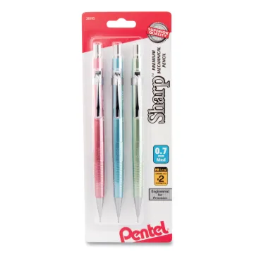 Sharp Mechanical Pencil, 0.7 mm, HB (#2.5), Black Lead, Assorted Barrel Colors, 3/Pack