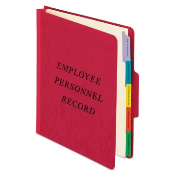 Vertical Style Personnel Folders, 1/3-Cut Tabs, Center Position, Letter Size, Red