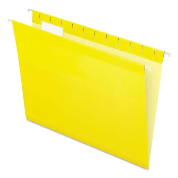 Colored Reinforced Hanging Folders, Letter Size, 1/5-Cut Tab, Yellow, 25/Box