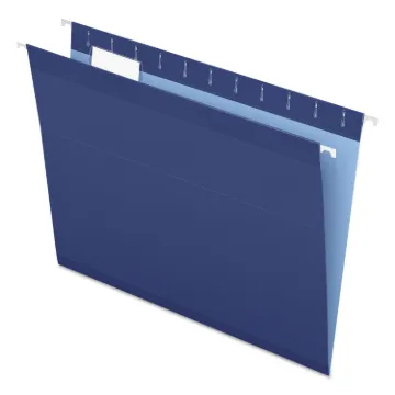 Colored Reinforced Hanging Folders, Letter Size, 1/5-Cut Tab, Navy, 25/Box