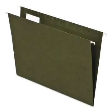 Earthwise by Pendaflex 100% Recycled Colored Hanging File Folders, Letter Size, 1/5-Cut Tab, Green,