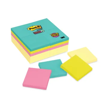 Note Pads Office Pack, 3 x 3, Canary/Miami, 90/Pad, 24 Pads/Pack