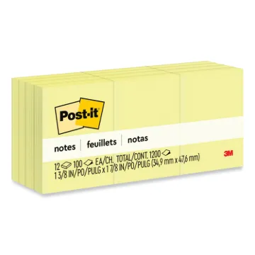 Original Pads in Canary Yellow, 1 3/8 x 1 7/, 100-Sheet, 12/Pack