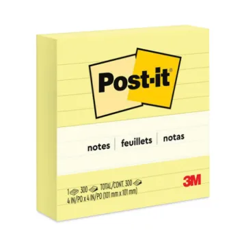 Original Lined Notes, 4 x 4, Canary Yellow, 300-Sheet