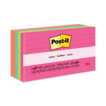 Original Pads in Cape Town Colors, 3 x 5, Lined, 100-Sheet, 5/Pack