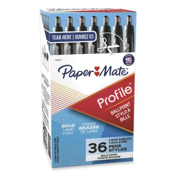 Profile Retractable Ballpoint Pen Value Pack, 1.4mm, Black Ink, Smoke Barrel, 36/Box