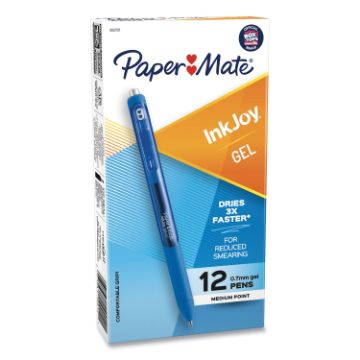 InkJoy Retractable Gel Pen, Medium 0.7mm, Blue Ink/Barrel, Dozen