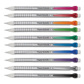 Write Bros Mechanical Pencil, 0.5 mm, HB (#2), Black Lead, Silver Barrel with Assorted Clip Colors,