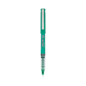 Precise V5 Stick Roller Ball Pen, Extra-Fine 0.5mm, Green Ink/Barrel, Dozen