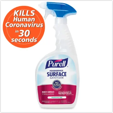 Foodservice Surface Sanitizer, Fragrance Free, 32 oz Spray Bottle, 6/Carton