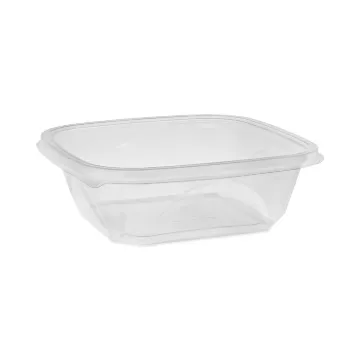 EarthChoice Recycled PET Square Base Salad Containers, 32 oz, 7 x 7 x 2, Clear, 300/Carton