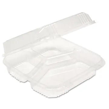 ClearView SmartLock Food Containers, 3-Compartment, 5 oz/14 oz, 8.2 x 8.34 x 2,91, Clear, 200/Carton