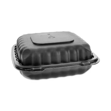 EarthChoice SmartLock Microwavable Hinged Lid Containers, 8.31 x 8.35 x 3.1, Black, 200/Carton